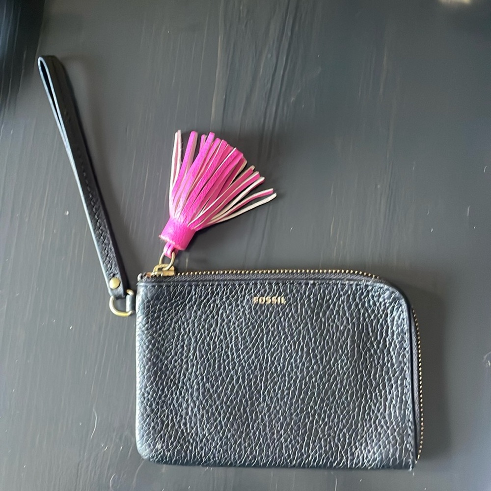Fossil Leather Wristlet with Tassel - Picture 1 of 5